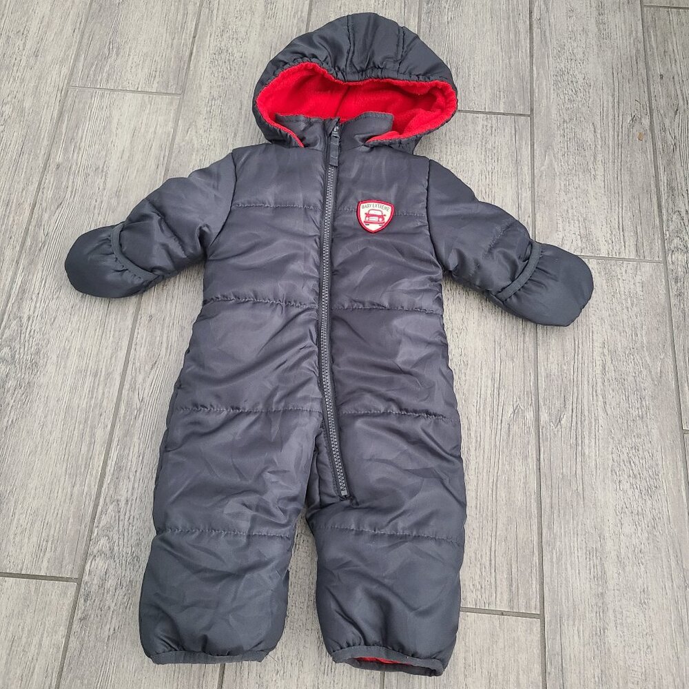 BabyXtreme Boys Winter Hooded Puffer Snowsuit Size 3–6M Gray Red